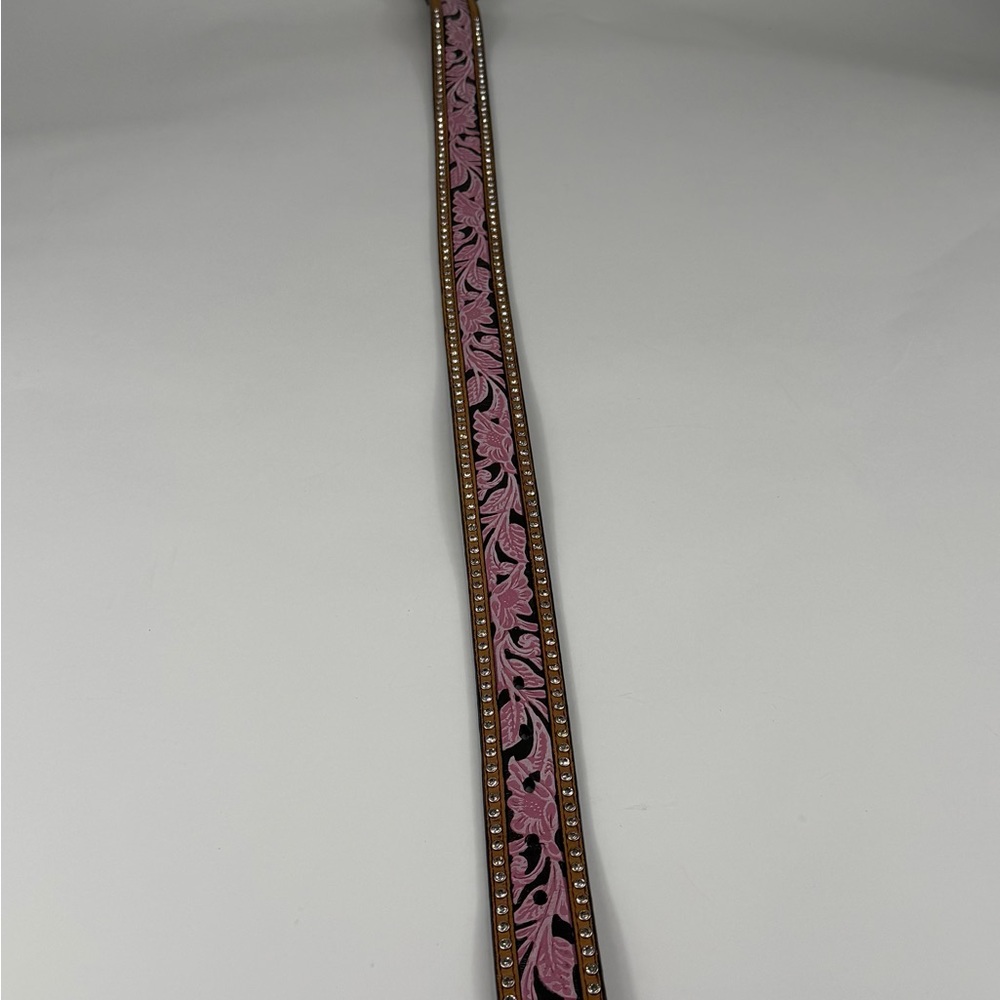 Elegant Cowgirl Pink Rhinestone Floral Belt with Silver Buckle ~ YEEHAW - Picture 7 of 11